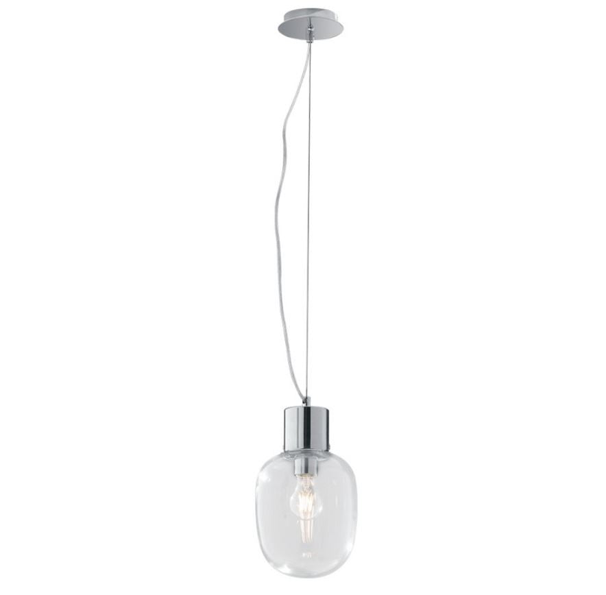 Sospensione in vetro trasparente struttura metallo cromo 1XE27 non incl. D.30cm FELLINI Sospensione in vetro trasparente struttura metallo cromo 1XE27 non incl. D.30cm FELLINI